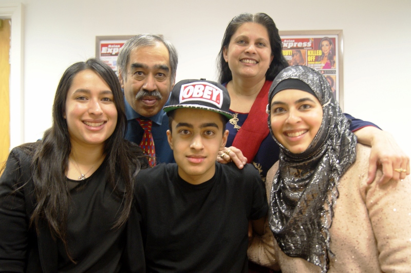 READY TO GO: The Shefta family will travel to Thessaloniki on Saturday 3rd December for one week, pictured (l-r) Sitara, Nasar, Usman, Rubina and Samar
