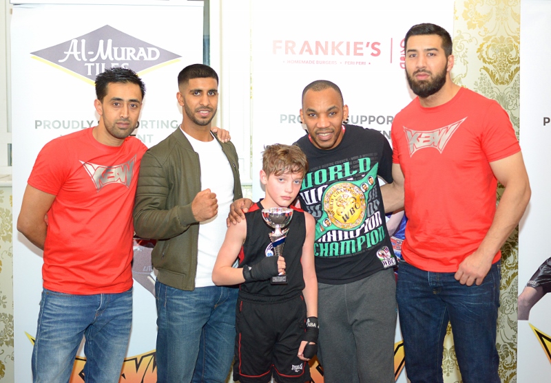 AWARD: Young boxers were presented with trophies on the night from former world champion, Junior Witter (pictured second from right)