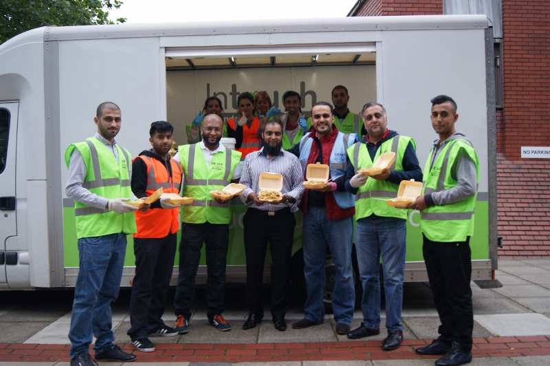 MOBILE SOUP KITCHEN: Osman Gondal (centre) helps run a state-of-the-art van which transports food to the homeless in Leeds, Bradford and Keighley