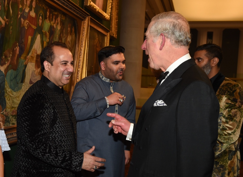ALL SMILES: Rahat Fateh Ali Khan and Naughty Boy meet HRH Prince of Wales (Picture credit: Justin Goff)