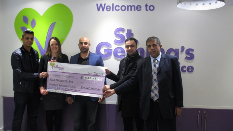 Principle sponsor Mohammed Zaheer, Jenny Dixon of St Gemma’s Hospice, Parvez Hussain, Councillor Mohammed Rafique and Councillor Arif Hussain