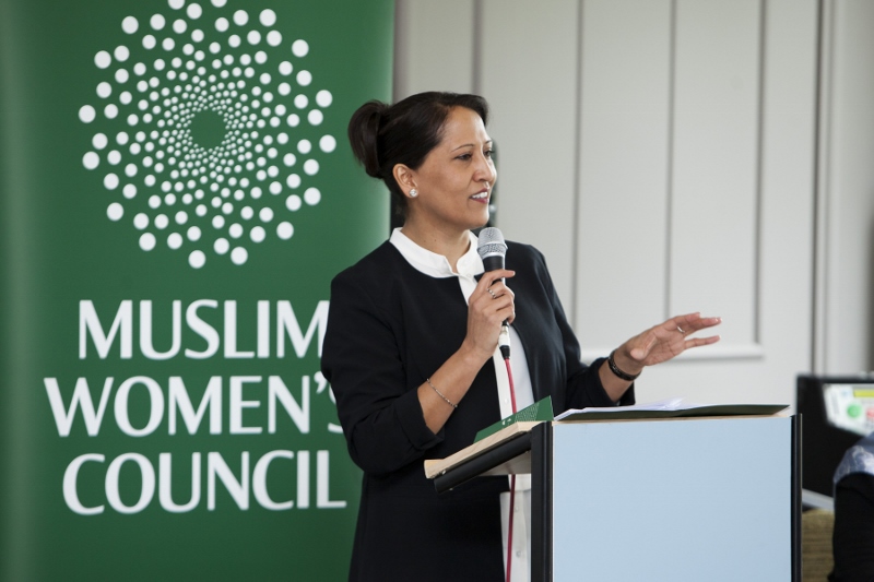 ANGRY: Bana Gora (CEO, Muslim Women’s Council) delivering a speech on Muslim Women’s Rights