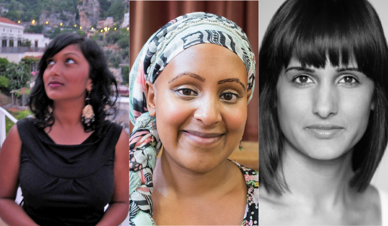 Emma-Jane Smith-Barton, Manjeet Mann and Nazneen Nazneen are the chosen three out of 2000 applicants, who will benefit from writers mentoring scheme (picture credit Laura Cuch)