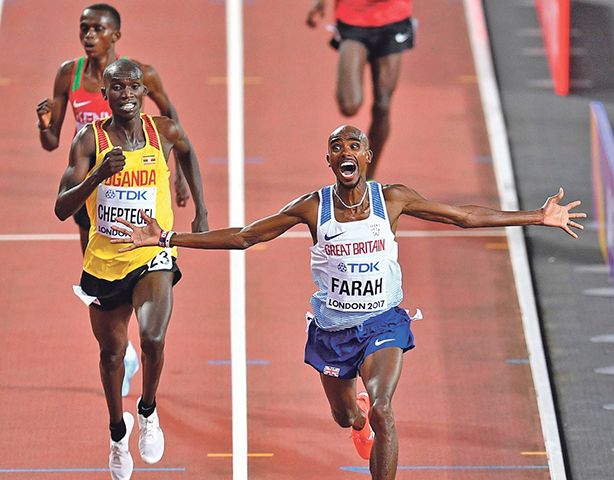 ESTACY: Mo Farah crosses line to win gold