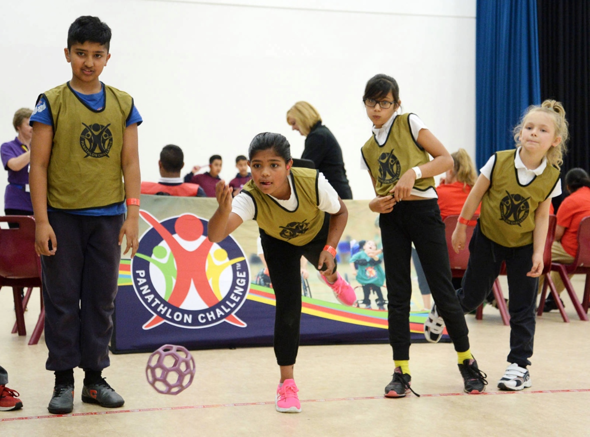 JUMPING FOR JOY: Shahayna Begum celebrates during boccia game