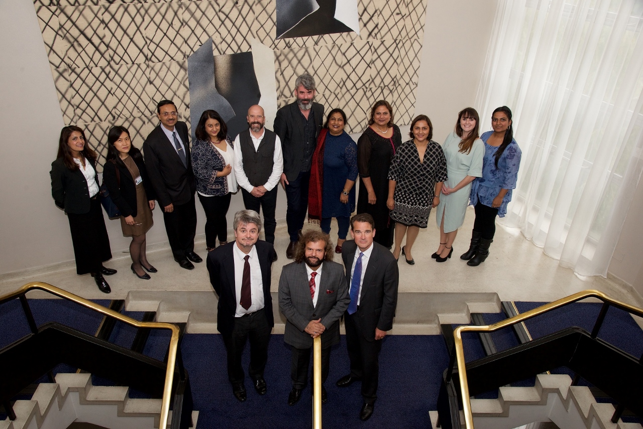 Hans Raj Hans with Professor Robin Mason, University of Birmingham Pro-Vice-Chancellor, Professor Andrew Kirkman, Peyton and Barber Professor of Music at the University of Birmingham, and lunch guests (picture credit Nicola Gotts)