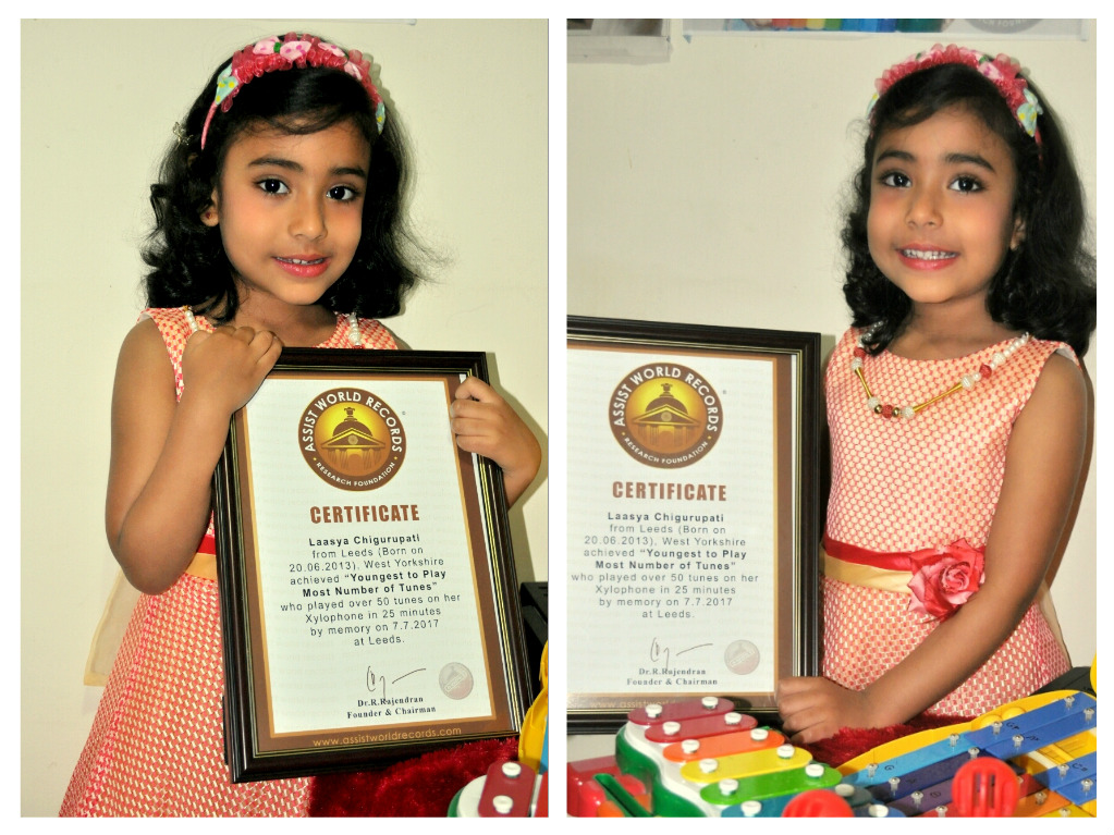 GIFTER: Pre-schooler Laasya Chigurupati was recently award a world record for playing the xylophone and memory talent
