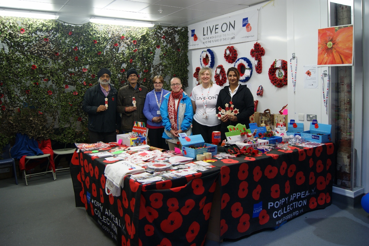 The British Legion Team who continue to sell their range of Remembrance Day products to pay tribute to all religions involved. (Mr Singh, Pop Sharma, Shelia Scott, Amanda Gledhill, Dawn Howe and Chasamjit Kaur)