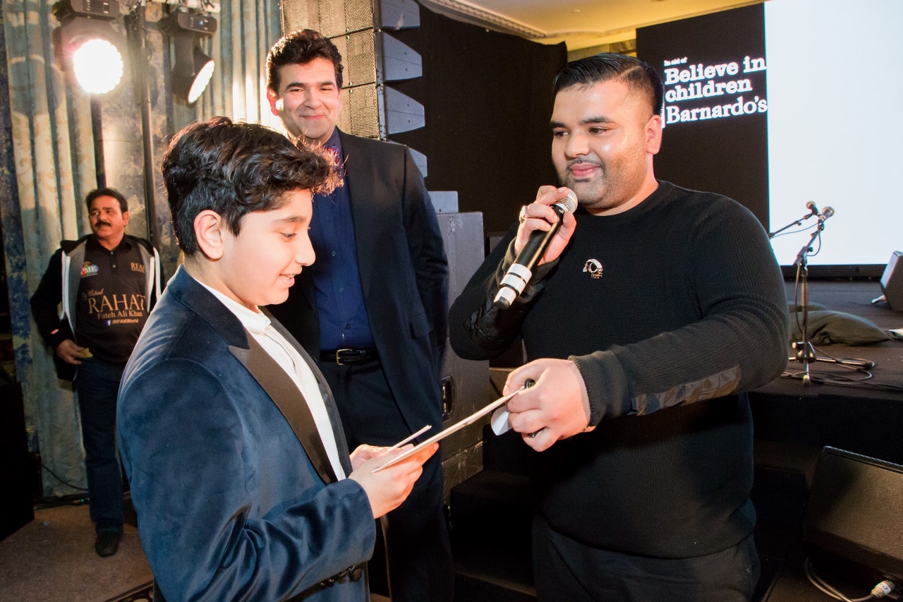 Musician and Barnardo’s supporter Naughty Boy (right) with fellow guests at the Annual Gala Dinner in support of the children’s charity at the Dorchester Hotel