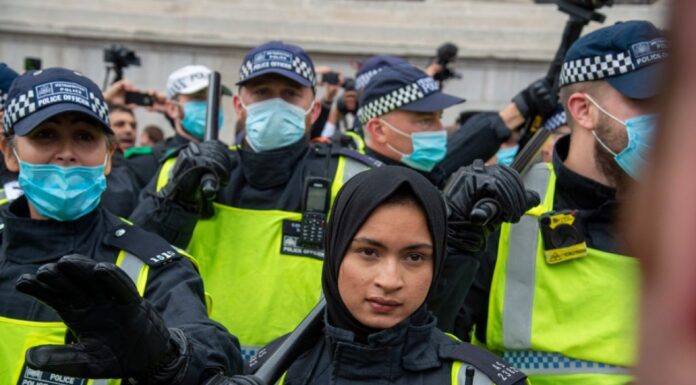 HERO: Hijab-wearing police officer at rally targeted with racist abuse