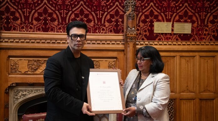 India’s revered filmmaker, Karan Johar, honoured at British Parliament